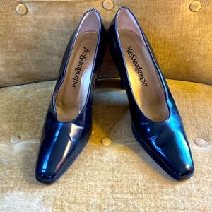 YSL 4” black leather heels,size 7, used